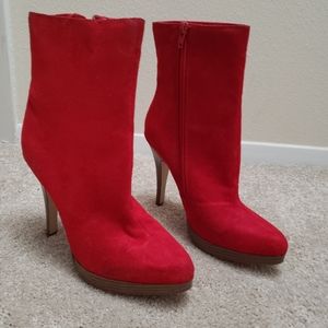 Red suede boots